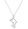 ESTATE .20CT ROUND CUT DIAMOND 14KT WHITE GOLD 3D DOLPHIN FUN FLOATING PENDANT
