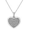 ESTATE .42CT DIAMOND 14KT WHITE GOLD 3D CLASSIC PAVE HEART LOVE PENDANT