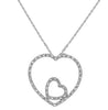 ESTATE .28CT DIAMOND 14KT WHITE GOLD 3D DOUBLE HEART CLASSIC LOVE PENDANT