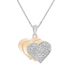 ESTATE .20CT DIAMOND 14KT TRI COLOR GOLD 3D TRIPLE HEART PAVE LOVE PENDANT