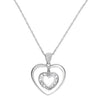ESTATE .12CT ROUND DIAMOND 14KT WHITE GOLD 3D CLASSIC DOUBLE HEART LOVE PENDANT