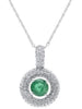 1.23CT DIAMOND & AAA EMERALD 14KT WHITE GOLD CLASSIC SOLITAIRE HALO FUN PENDANT