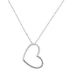 ESTATE .06CT DIAMOND 14KT WHITE GOLD 3D CLASSIC OPEN HEART SIDEWAYS LOVE PENDANT