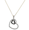 ESTATE .27CT WHITE & BLACK DIAMOND 14KT YELLOW GOLD 3D DOUBLE HEART LOVE PENDANT