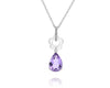 1.64CT DIAMOND & AAA AMETHYST 14KT WHITE GOLD 3D FLOWER TEAR DROP FUN PENDANT