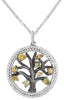 ESTATE 1.82CT WHITE & MULTI COLOR DIAMOND 18KT WHITE & BLACK GOLD TREE PENDANT