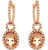 2.28CT DIAMOND & AAA MORGANITE 14KT ROSE GOLD 3D OVAL & ROUND HANGING EARRINGS