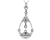 1.20CT WHITE & BLACK DIAMOND 18KT WHITE GOLD TEAR DROP OPEN FILIGREE FUN PENDANT