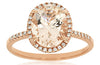 ESTATE 2.74CT DIAMOND & AAA MORGANITE 14KT ROSE GOLD 3D OVAL HALO FUN RING