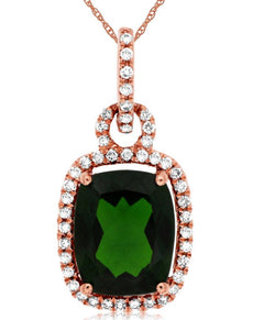 4.70CT DIAMOND & AAA RUSSALITE 14KT ROSE GOLD LOVE KNOT SQUARE FLOATING PENDANT