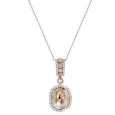 2.87CT WHITE & ICE DIAMOND 18KT WHITE & ROSE GOLD 3D HALO FUN FLOATING PENDANT