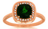 1.49CT DIAMOND & AAA RUSSALITE 14KT ROSE GOLD CUSHION & ROUND HALO SQUARE RING