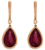 ESTATE 7.33CT DIAMOND & AAA RUBY 14KT ROSE GOLD TEAR DROP BEZEL HANGING EARRINGS