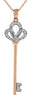 ESTATE .10CT DIAMOND 14KT WHITE & ROSE GOLD 3D KEY TO YOUR HEART LOVE PENDANT