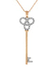 ESTATE .15CT DIAMOND 14KT ROSE GOLD LOVE KNOT KEY TO YOUR HEART FLOATING PENDANT