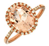 2.81CT DIAMOND & AAA MORGANITE 14KT ROSE GOLD OVAL & ROUND HALO ENGAGEMENT RING