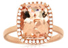 LARGE 4.28CT DIAMOND & AAA MORGANITE 14KT ROSE GOLD CUSHION CUT ENGAGEMENT RING