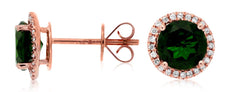 ESTATE 3.05CT DIAMOND & AAA RUSSALITE 14KT ROSE GOLD 3D ROUND HALO STUD EARRINGS