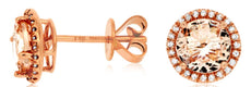 2.65CT DIAMOND & AAA MORGANITE 14KT WHITE GOLD ROUND CLASSIC HALO STUD EARRINGS