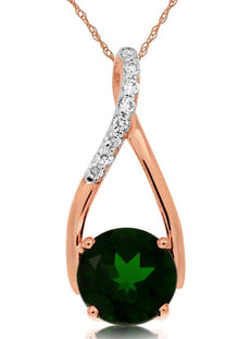 1.50CT DIAMOND & AAA RUSSALITE 14K ROSE GOLD TEAR DROP INFINITY FLOATING PENDANT