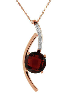 1.80CT DIAMOND & AAA GARNET 14KT ROSE GOLD 3D SEMI INFINITY FUN FLOATING PENDANT