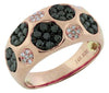 .85CT WHITE & BLACK DIAMOND 14KT ROSE GOLD CLUSTER MULTI FLOWER ETOILE FUN RING