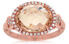 ESTATE 4.28CT DIAMOND & AAA MORGANITE 14K ROSE GOLD OVAL HALO LOVE KNOT FUN RING