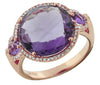 ESTATE WIDE 7.18CT DIAMOND & AAA AMETHYST 14KT ROSE GOLD 3D CLASSIC FUN RING