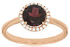 ESTATE 1.65CT DIAMOND & AAA RHODOLITE 14KT ROSE GOLD ROUND CLASSIC HALO FUN RING