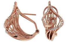 ESTATE .65CT DIAMOND 14KT ROSE GOLD 3D LEAF CLIP ON EARRINGS