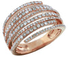 WIDE 1.20CT DIAMOND 14KT ROSE GOLD 3D CLASSIC MULTI ROW CRISS CROSS LOVE RING