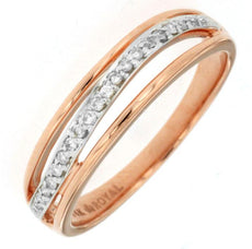 ESTATE .10CT DIAMOND 14KT ROSE GOLD 3D CLASSIC WAVE FUN RING