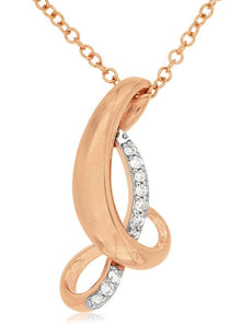 ESTATE .08CT DIAMOND 14KT ROSE GOLD 3D CLASSIC LOVE KNOT FUN FLOATING PENDANT