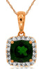1.11CT DIAMOND & AAA RUSSALITE 14KT ROSE GOLD CUSHION & ROUND FLOATING PENDANT