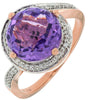 ESTATE LARGE 4.4CT DIAMOND & AAA AMETHYST 14KT ROSE GOLD 3D LOVE KNOT FUN RING