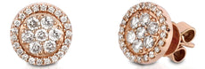 ESTATE 0.60CT DIAMOND 14KT ROSE GOLD 3D CLASSIC FLOWER HALO STUD EARRINGS