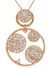 .75CT DIAMOND 14KT ROSE GOLD 3D CLUSTER MULTI FLOWER CIRCULAR FLOATING PENDANT
