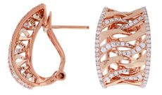 ESTATE WIDE .80CT DIAMOND 14KT ROSE GOLD 3D MULTI ROW LOVE KNOT CLIP ON EARRINGS