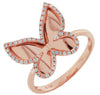 ESTATE .25CT DIAMOND 14KT ROSE GOLD 3D CLASSIC BUTTERFLY LOVE RING