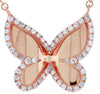 ESTATE .25CT DIAMOND 14KT ROSE GOLD 3D CLASSIC BUTTERFLY LOVE NECKLACE