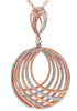 ESTATE .80CT DIAMOND 14KT ROSE GOLD 3D MULTI ROW CRISS CROSS OVAL FUN PENDANT