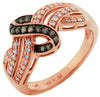 .33CT WHITE & CHOCOLATE FANCY DIAMOND 14KT ROSE GOLD LOVE KNOT INFINITY FUN RING