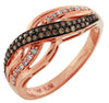 .26CT WHITE & MOCHA DIAMOND 14KT ROSE GOLD MULTI ROW CRISS CROSS INFINITY RING