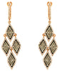 1.55CT WHITE & CHOCOLATE FANCY DIAMOND 14K ROSE GOLD CHANDELIER HANGING EARRINGS