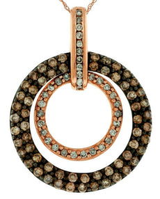 1CT WHITE & CHOCOLATE FANCY DIAMOND 14KT ROSE GOLD DOUBLE CIRCLE OF LIFE PENDANT
