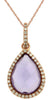 2.43CT DIAMOND & AAA AMETHYST 14KT ROSE GOLD CLASSIC TEAR DROP FLOATING PENDANT