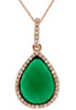 .12CT DIAMOND & AAA GREEN AGATE 14K ROSE GOLD CLASSIC TEAR DROP FLOATING PENDANT