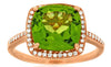 4.40CT DIAMOND & AAA PERIDOT 14KT ROSE GOLD CLASSIC SQUARE HALO ENGAGEMENT RING