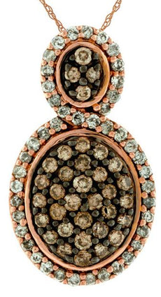 .50CT WHITE & MOCHA DIAMOND 14KT ROSE GOLD CLUSTER DOUBLE OVAL INFINITY PENDANT