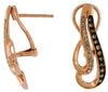 .40CT WHITE & MOCHA DIAMOND 14KT ROSE GOLD 3D TEAR DROP CLIP ON HANGING EARRINGS
